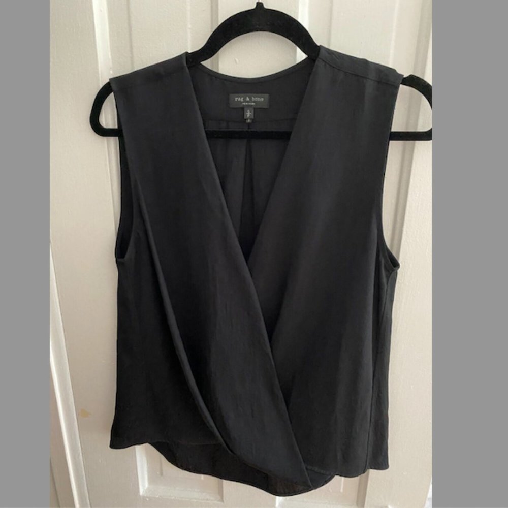 RAG & BONE Victor Black Silk Blouse - Size Small ($295)